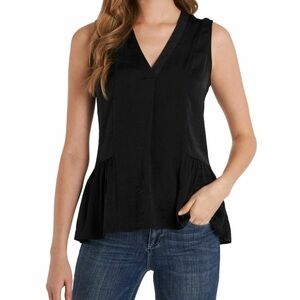NWT Vince Camuto Rich Black V-Neck Sleeveless Peplum top